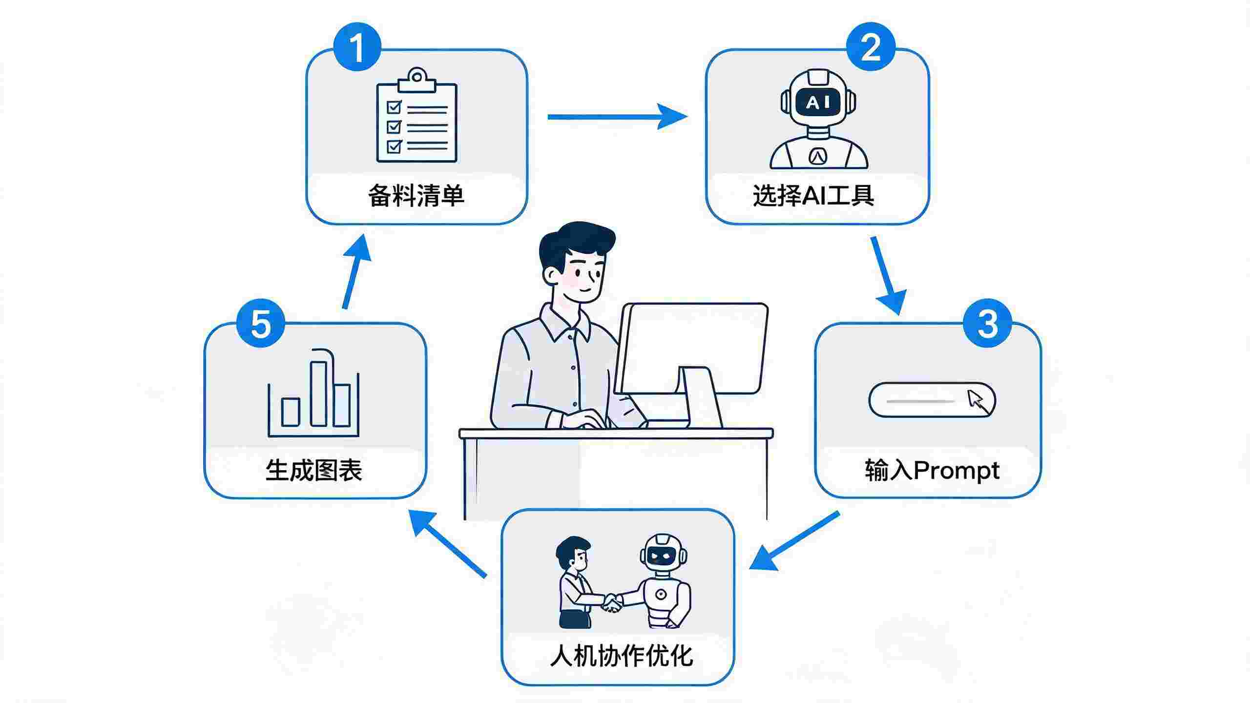 使用AI写月报总结的五个核心步骤流程图