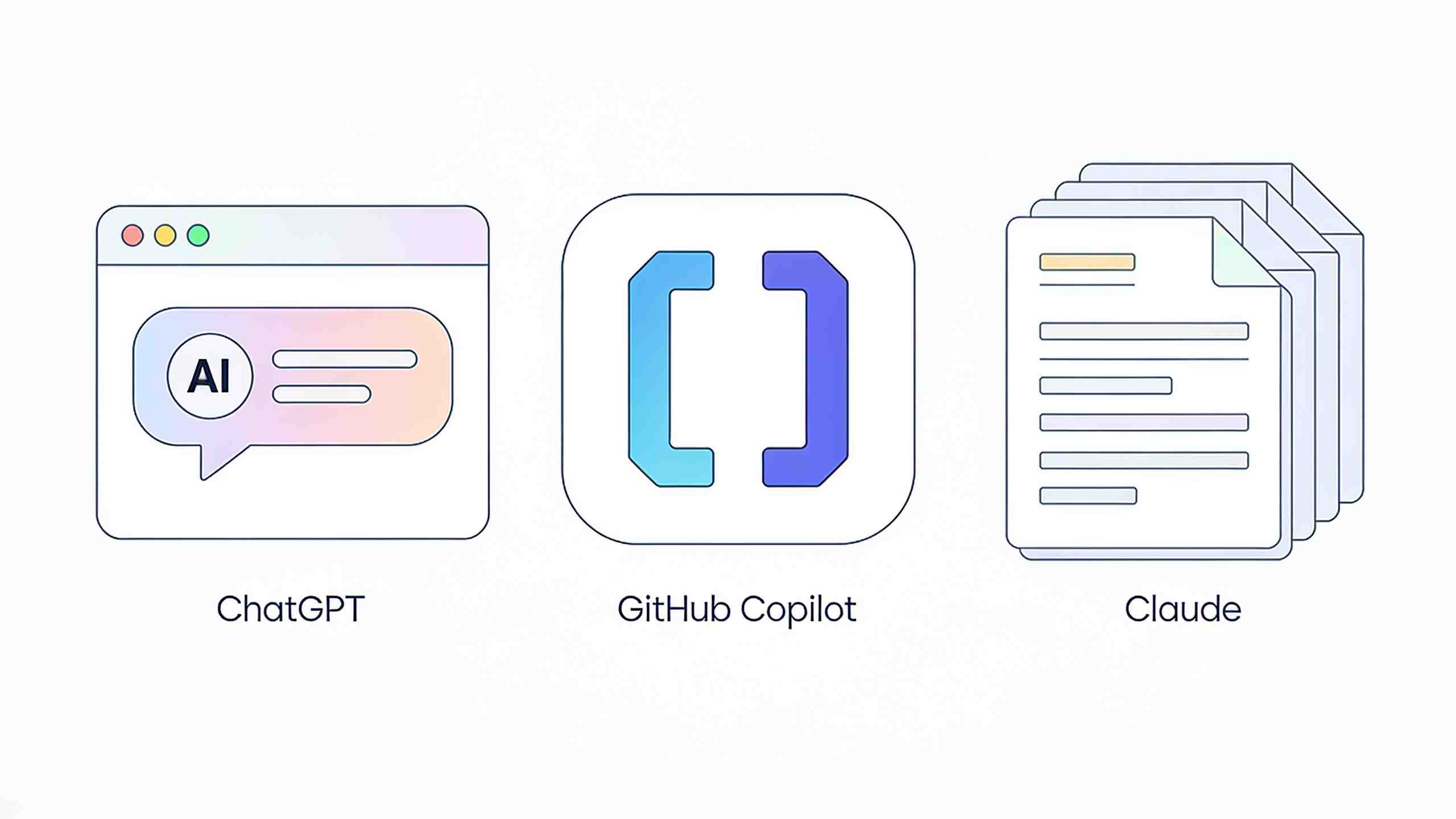 AI 编程工具对比图 ChatGPT Copilot Claude
