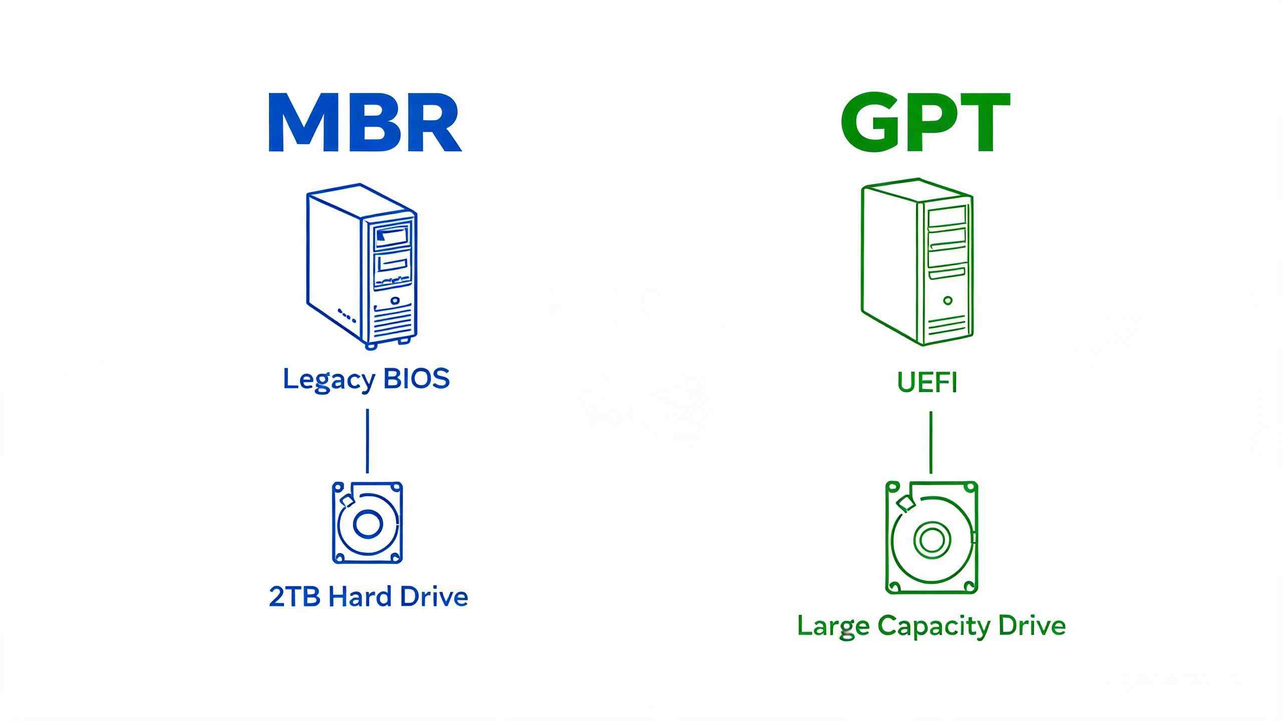 MBR与GPT分区格式对比图