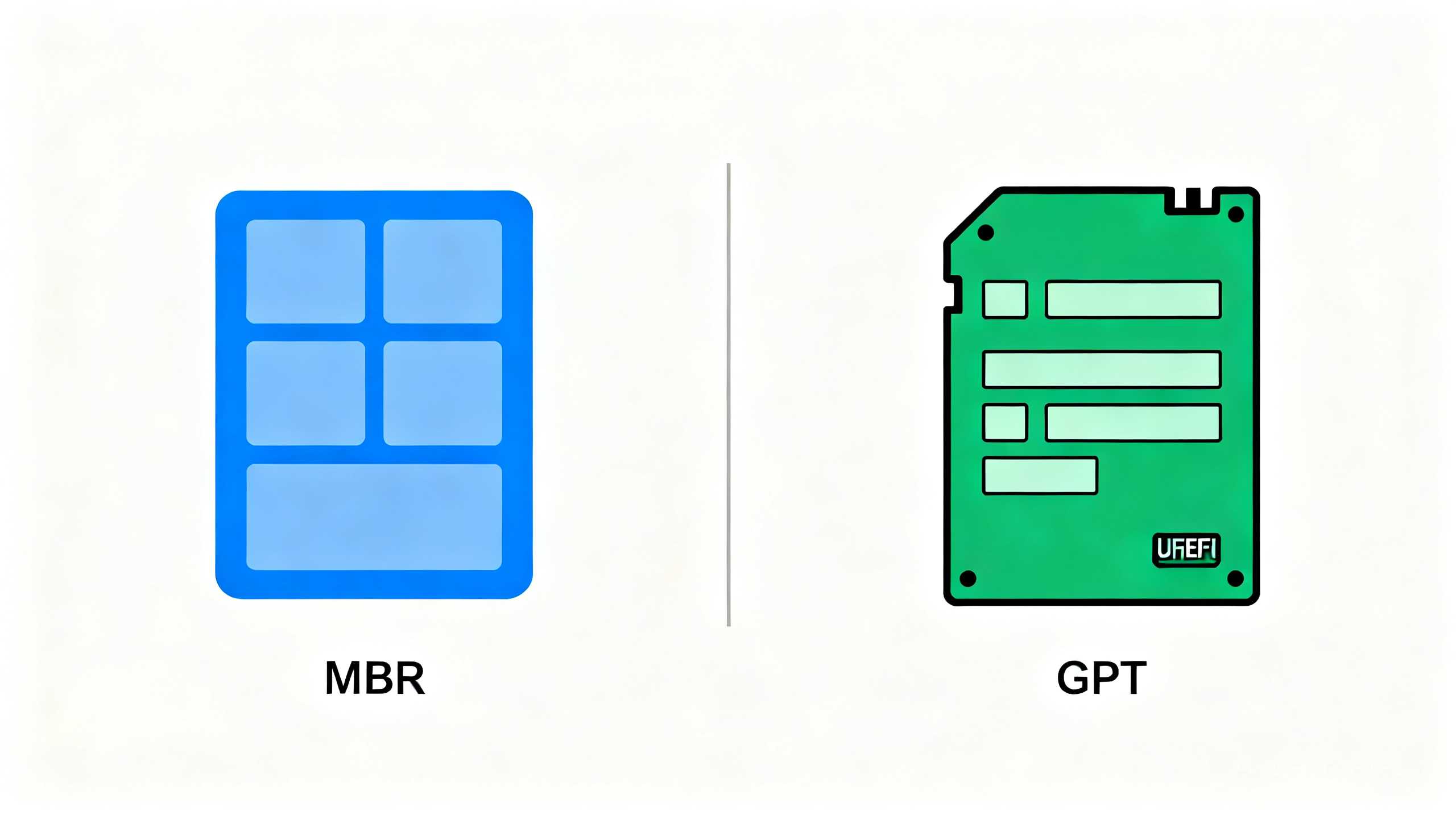 MBR与GPT分区格式对比图